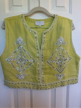 Asha Yellow Embellished Sleeveless Top